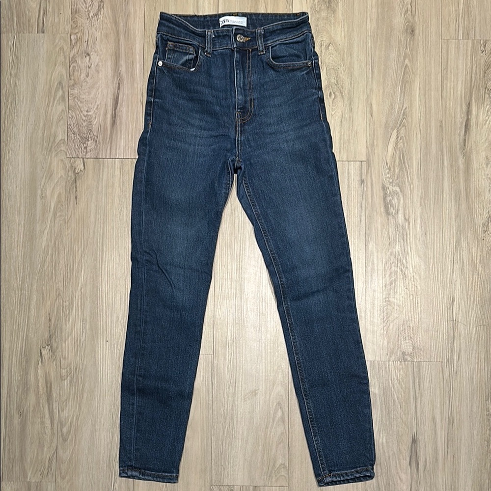 Dark Blue Denim Zara High Rise Skinny Jeans Sz 2